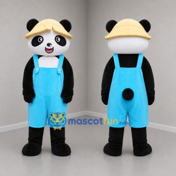 Custom Black White and Blue Panda Mascot Costume Adult Full Body Suit for Children's Events