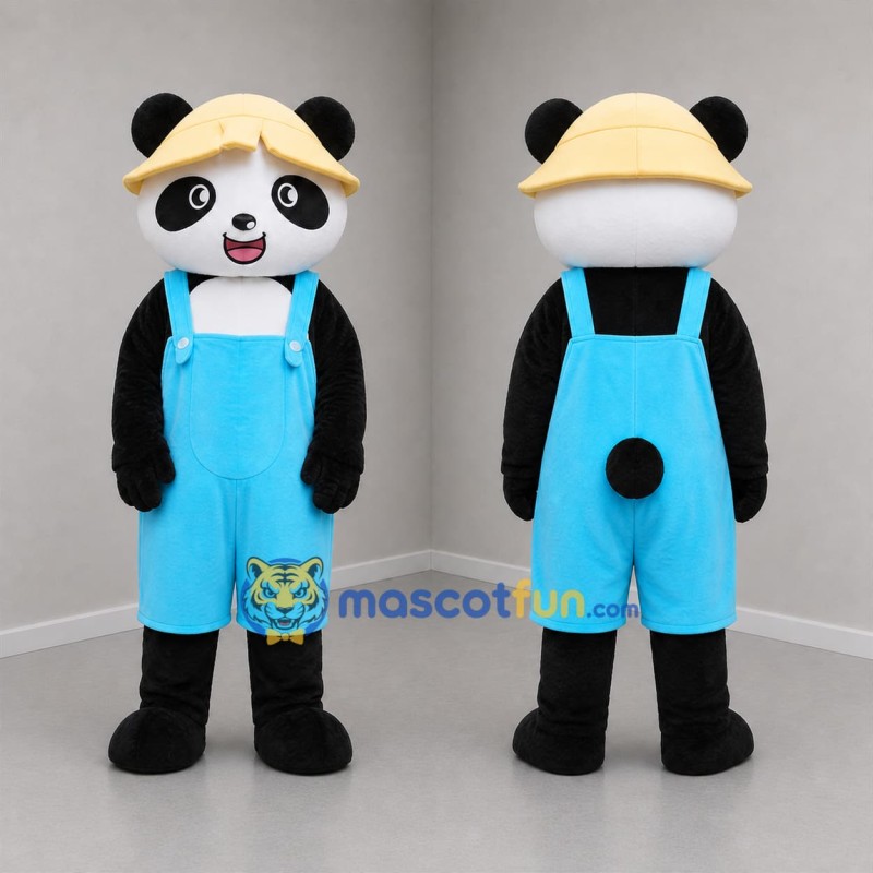 Custom Black White and Blue Panda Mascot Costume Adult Full Body Suit for Children's Events