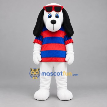 Custom White Red and Blue Dog Mascot Costume Adult Full Body Suit for Summer Events