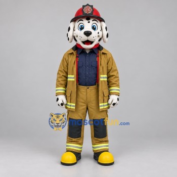 Custom Black White and Tan Firefighter Dalmatian Mascot Costume Adult Full Body Suit for Fire Safety Events