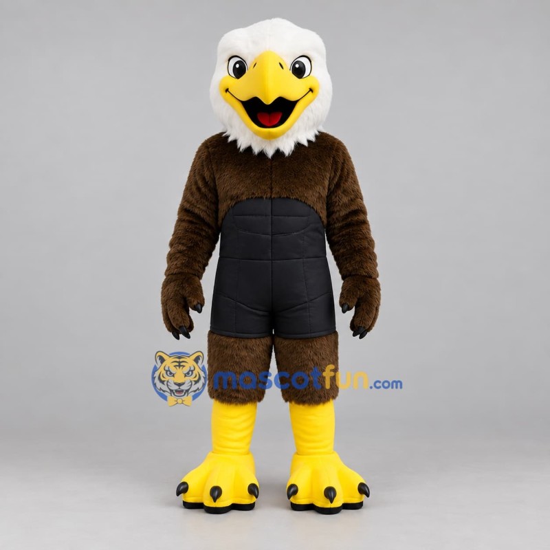 Custom Brown White and Yellow Bald Eagle Mascot Costume Adult Full Body Suit for Wildlife Events