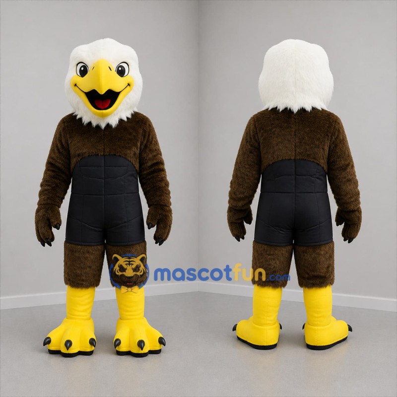 Custom Brown White and Yellow Bald Eagle Mascot Costume Adult Full Body Suit for Wildlife Events
