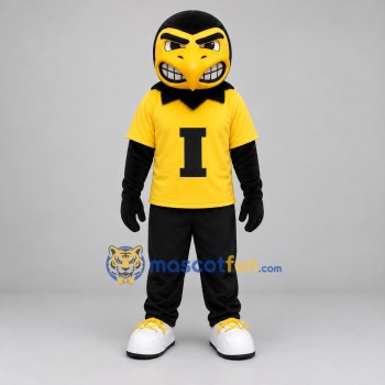 Custom Yellow and Black Hawk Mascot Costume Adult Full Body Suit for Sports Events