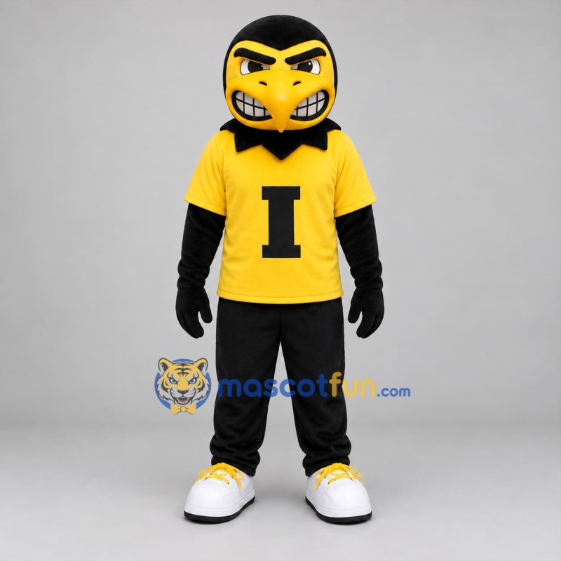 Custom Yellow and Black Hawk Mascot Costume Adult Full Body Suit for Sports Events