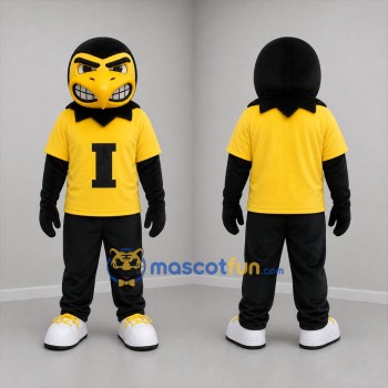 Custom Yellow and Black Hawk Mascot Costume Adult Full Body Suit for Sports Events