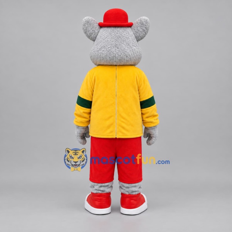 Custom Gray Yellow and Red Mouse Mascot Costume Adult Full Body Suit for Children's Events