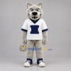 Custom Gray and White Wolf Mascot Costume Adult Full Body Suit for Sports Events