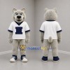 Custom Gray and White Wolf Mascot Costume Adult Full Body Suit for Sports Events