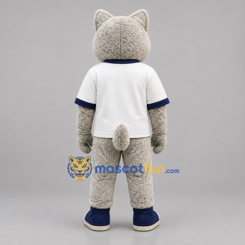 Custom Gray and White Wolf Mascot Costume Adult Full Body Suit for Sports Events