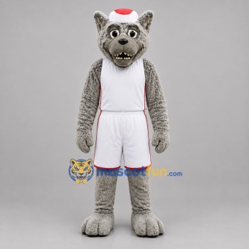 Custom Gray and White Basketball Wolf Mascot Costume Adult Full Body Suit for Basketball Games