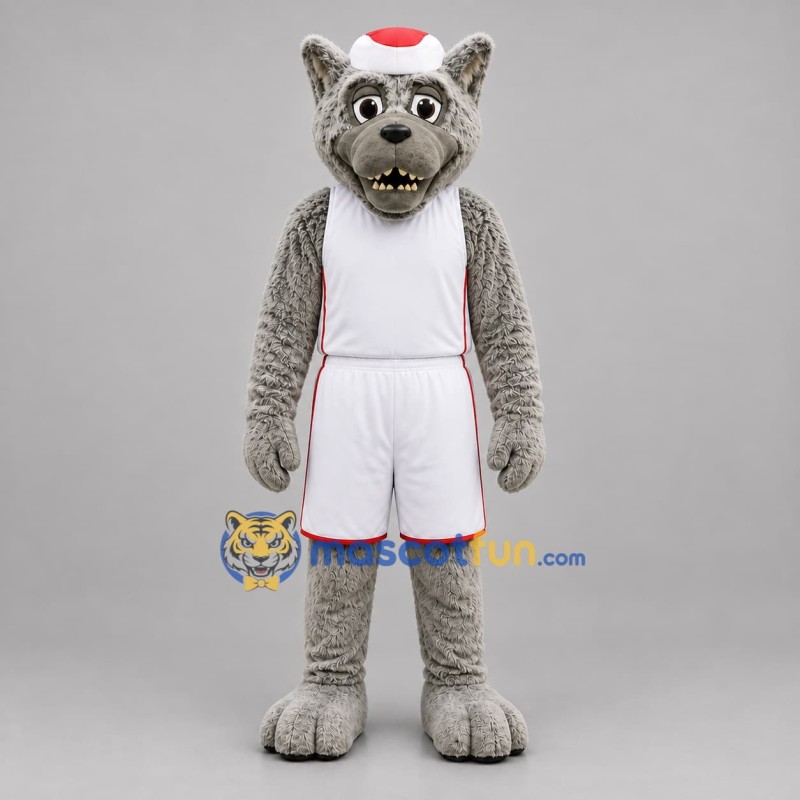 Custom Gray and White Basketball Wolf Mascot Costume Adult Full Body Suit for Basketball Games