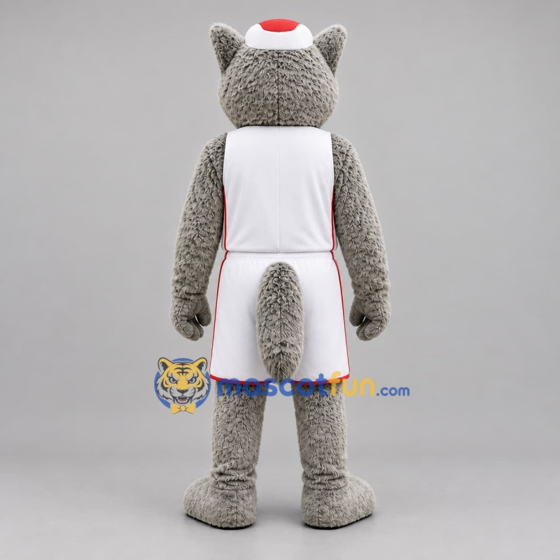 Custom Gray and White Basketball Wolf Mascot Costume Adult Full Body Suit for Basketball Games