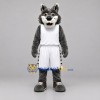 Custom Dark Gray and White Basketball Wolf Mascot Costume Adult Full Body Suit for Basketball Games