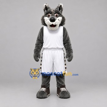 Custom Dark Gray and White Basketball Wolf Mascot Costume Adult Full Body Suit for Basketball Games