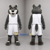 Custom Dark Gray and White Basketball Wolf Mascot Costume Adult Full Body Suit for Basketball Games