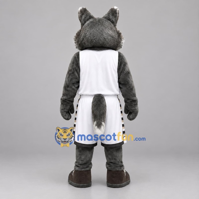Custom Dark Gray and White Basketball Wolf Mascot Costume Adult Full Body Suit for Basketball Games