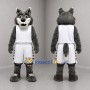 Custom Dark Gray and White Basketball Wolf Mascot Costume Adult Full Body Suit for Basketball Games
