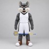 Custom Gray and White Basketball Wolf Mascot Costume Adult Full Body Suit for Basketball Games