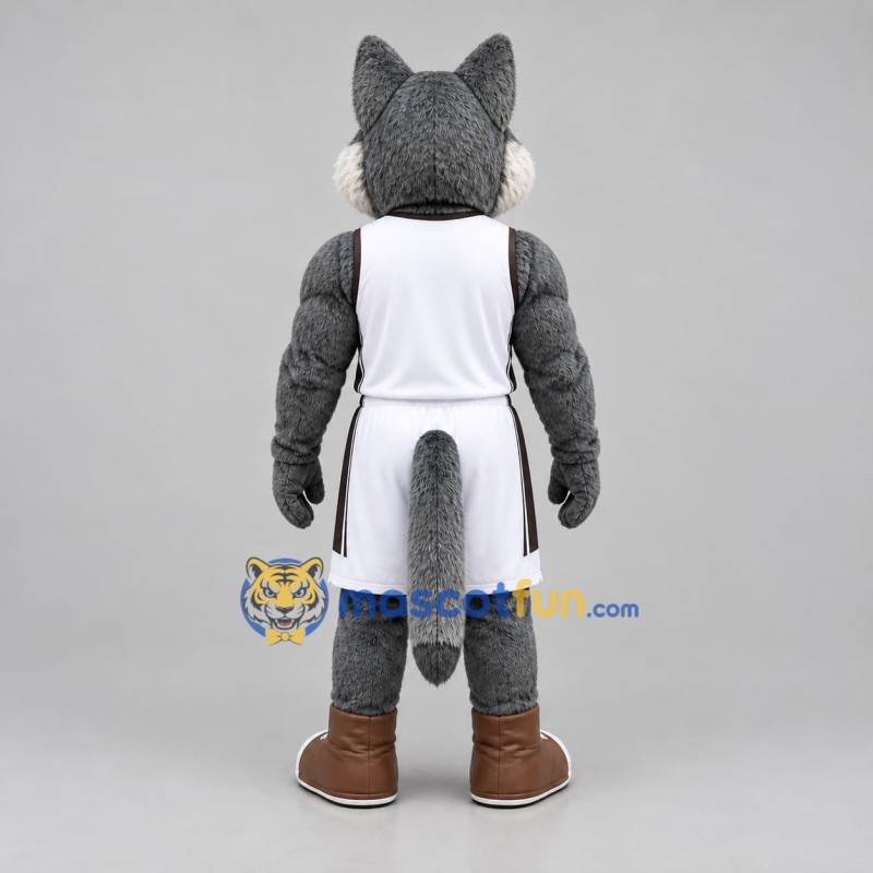Custom Gray and White Basketball Wolf Mascot Costume Adult Full Body Suit for Basketball Games