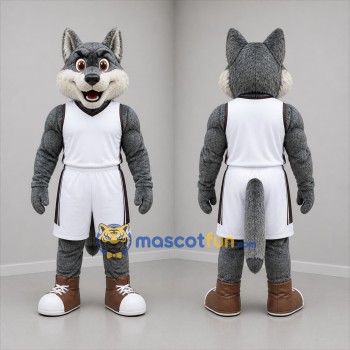 Custom Gray and White Basketball Wolf Mascot Costume Adult Full Body Suit for Basketball Games