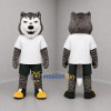 Custom Gray and White Wolf Mascot Costume Adult Full Body Suit for Sports Events