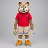 Custom Tan and Red Bear Mascot Costume Adult Full Body Suit for Children's Events