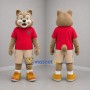 Custom Tan and Red Bear Mascot Costume Adult Full Body Suit for Children's Events