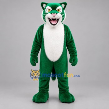 Custom Green and White Panther Mascot Costume Adult Full Body Suit for Sports Events