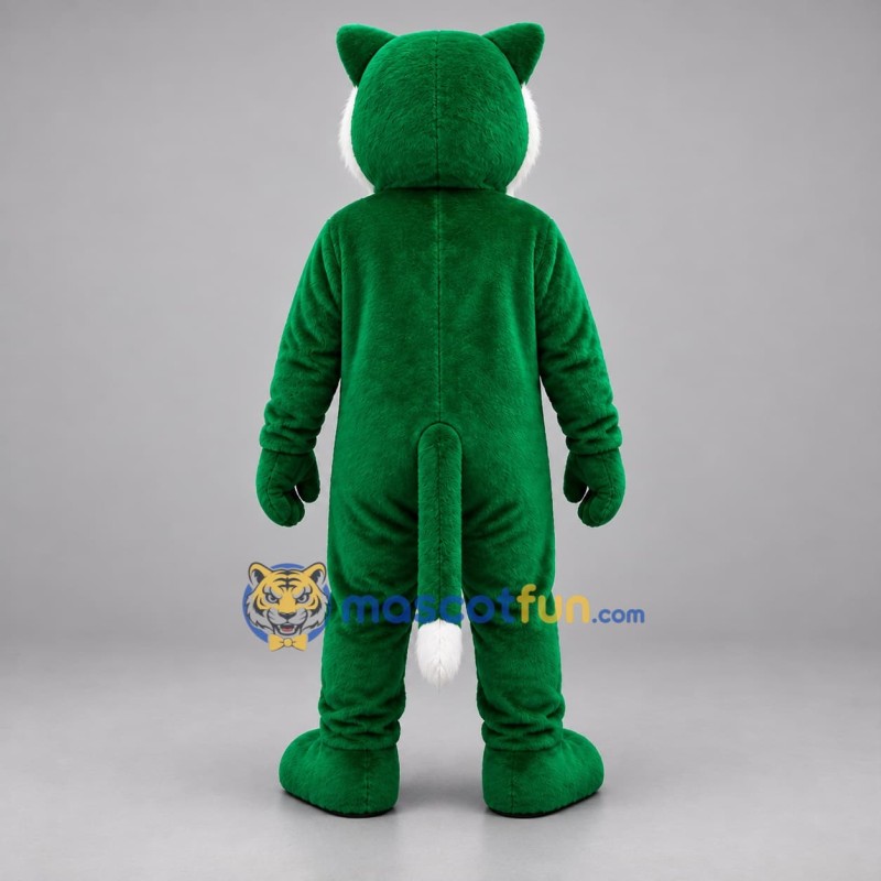 Custom Green and White Panther Mascot Costume Adult Full Body Suit for Sports Events