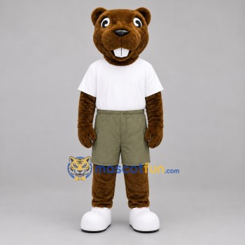 Custom Brown and White Beaver Mascot Costume Adult Full Body Suit for Nature Events