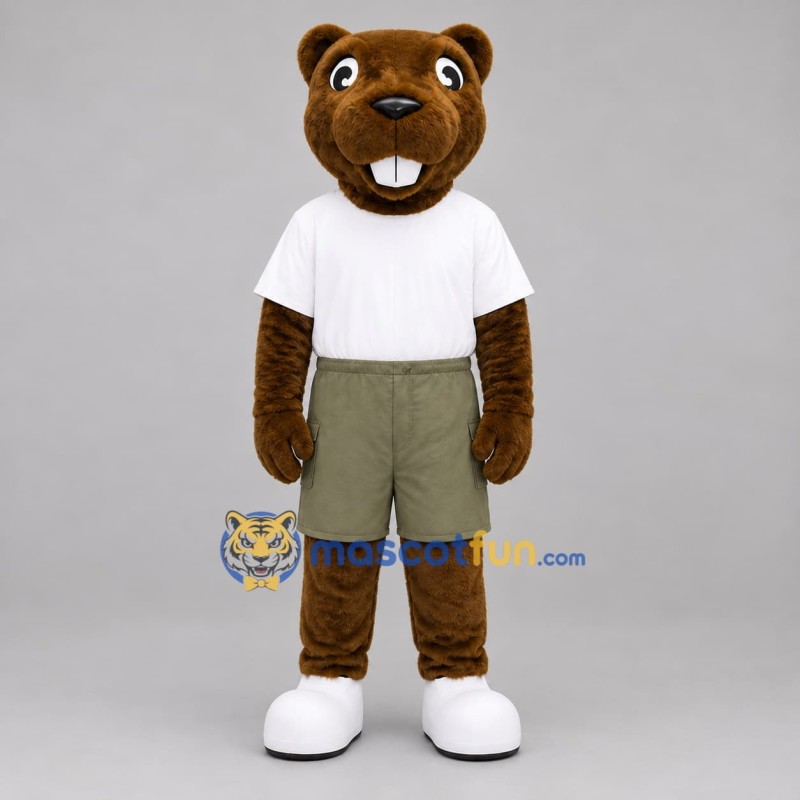 Custom Brown and White Beaver Mascot Costume Adult Full Body Suit for Nature Events