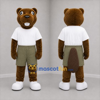 Custom Brown and White Beaver Mascot Costume Adult Full Body Suit for Nature Events