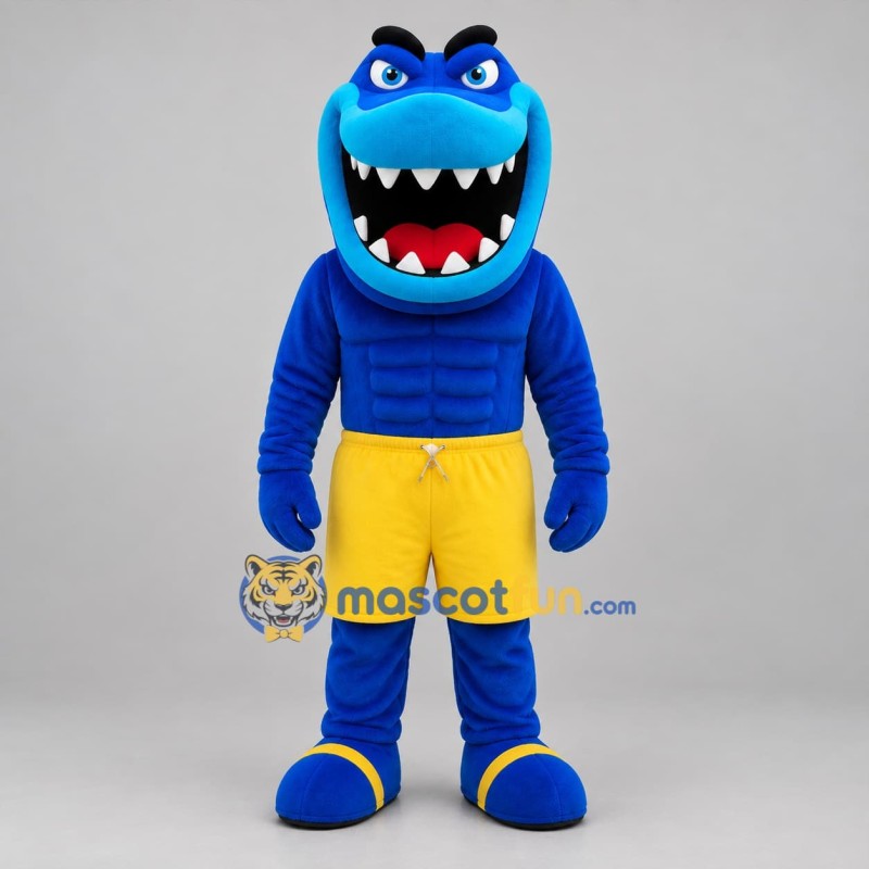 Custom Blue and Yellow Monster Mascot Costume Adult Full Body Suit for Halloween Events