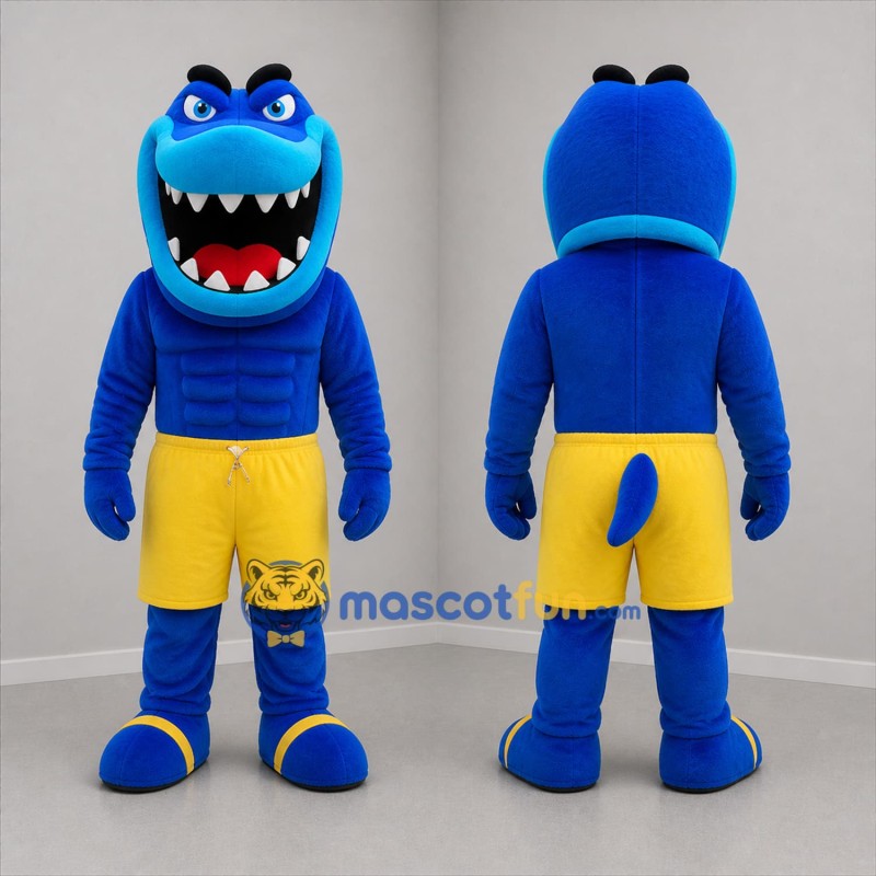 Custom Blue and Yellow Monster Mascot Costume Adult Full Body Suit for Halloween Events