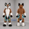 Custom Brown White and Turquoise Fox Mascot Costume Adult Full Body Suit for Costume Parties