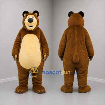 Custom Brown and Tan Bear Mascot Costume Adult Full Body Suit for Zoo Events