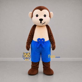 Custom Brown and Blue Monkey Mascot Costume Adult Full Body Suit for Children's Events