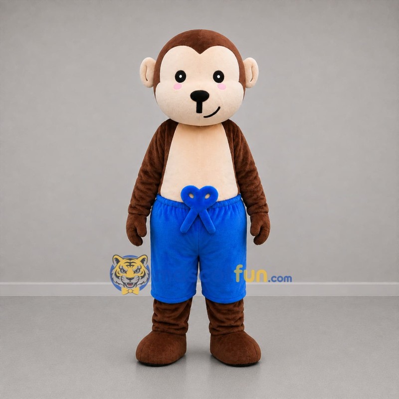 Custom Brown and Blue Monkey Mascot Costume Adult Full Body Suit for Children's Events