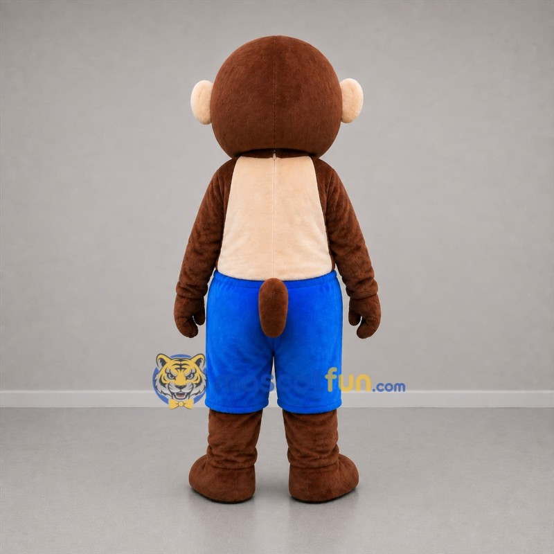 Custom Brown and Blue Monkey Mascot Costume Adult Full Body Suit for Children's Events