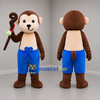 Custom Brown and Blue Monkey Mascot Costume Adult Full Body Suit for Children's Events