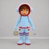 Custom Light Blue and Red Astronaut Boy Mascot Costume Adult Full Body Suit for Space Events
