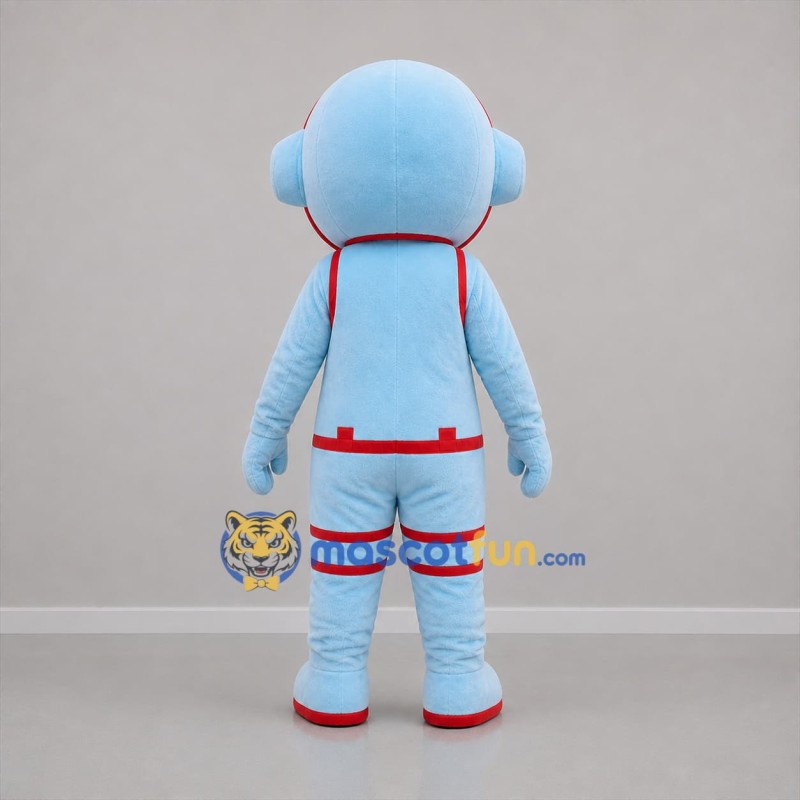 Custom Light Blue and Red Astronaut Boy Mascot Costume Adult Full Body Suit for Space Events