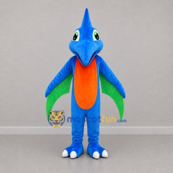 Custom Blue Orange and Green Pterosaur Mascot Costume Adult Full Body Suit for Dinosaur Events