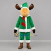 Custom Brown and Green Christmas Moose Mascot Costume Adult Full Body Suit for Christmas Events
