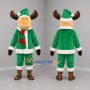 Custom Brown and Green Christmas Moose Mascot Costume Adult Full Body Suit for Christmas Events