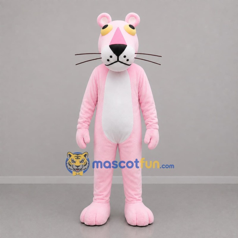 Custom Pink and White Panther Mascot Costume Adult Full Body Suit for Costume Parties