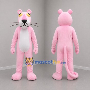 Custom Pink and White Panther Mascot Costume Adult Full Body Suit for Costume Parties