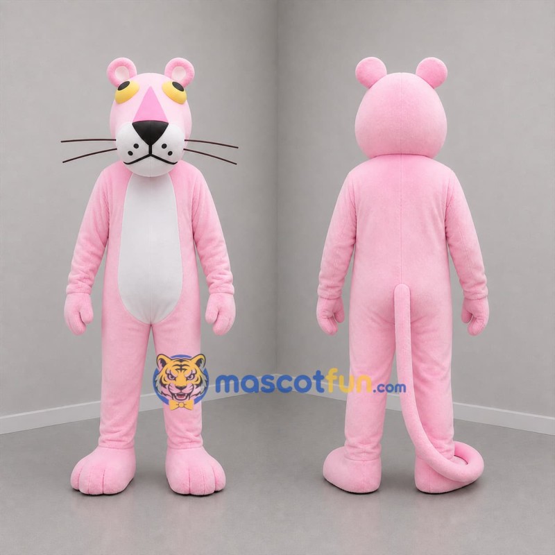 Custom Pink and White Panther Mascot Costume Adult Full Body Suit for Costume Parties