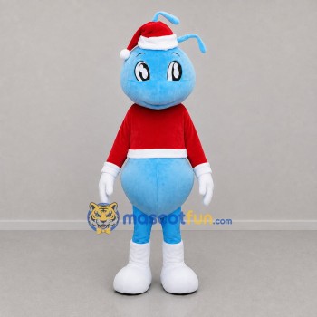 Custom Light Blue and Red Christmas Ant Mascot Costume Adult Full Body Suit for Christmas Events