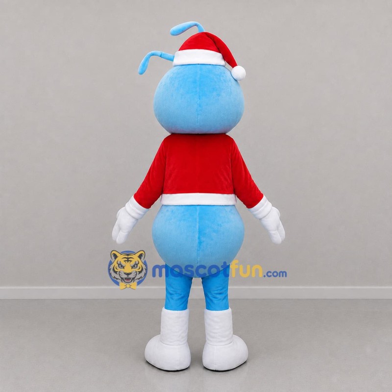 Custom Light Blue and Red Christmas Ant Mascot Costume Adult Full Body Suit for Christmas Events